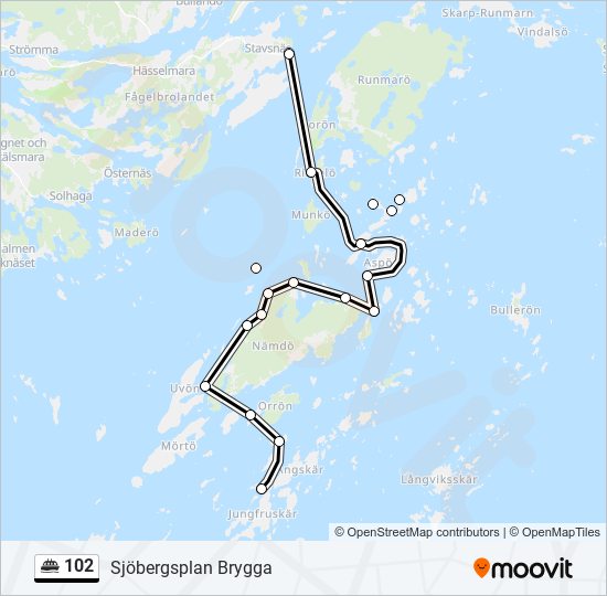 102 färja Linje karta