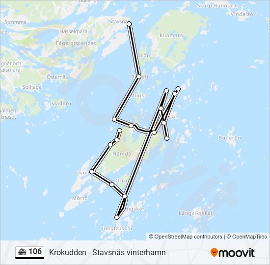 106 färja Linje karta