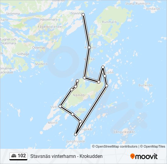 102 färja Linje karta