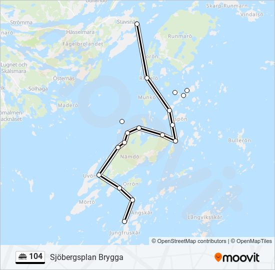 104 färja Linje karta