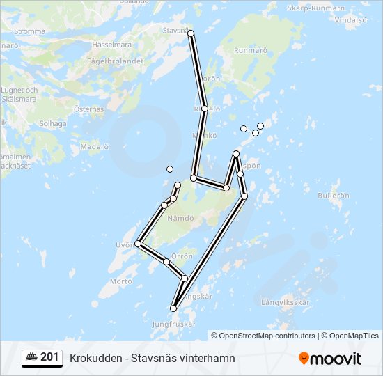 201 färja Linje karta