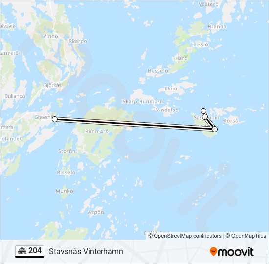 204 färja Linje karta