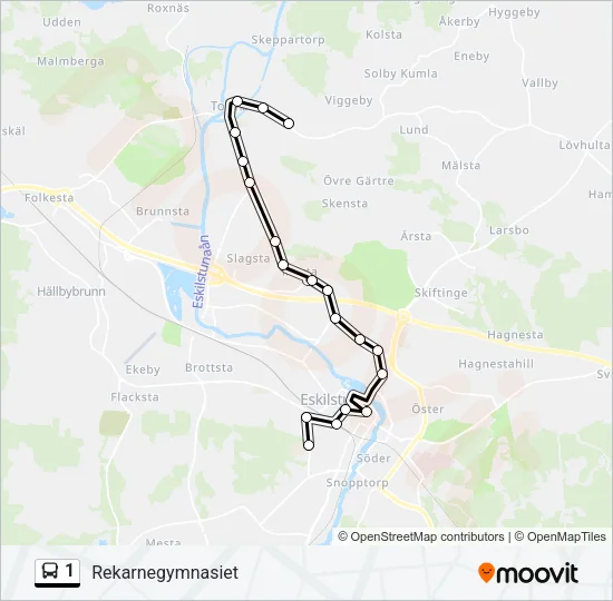 1 buss Linje karta