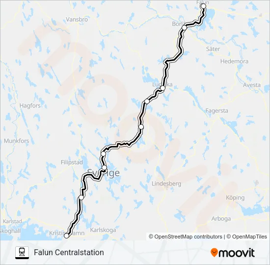 KRISTINEHAMN STATION - FALUN CENTRALSTATION  Line Map