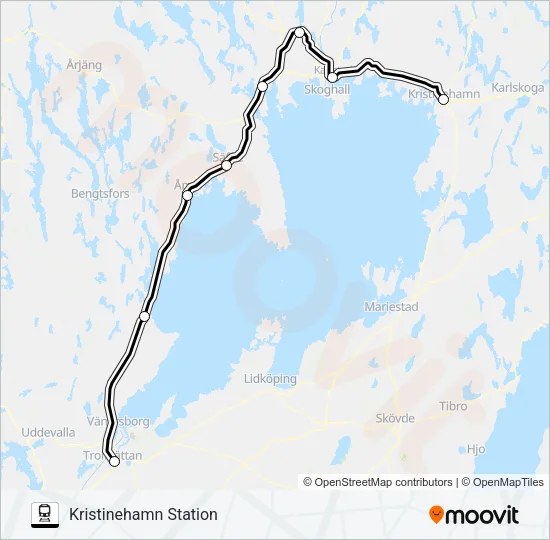 GÖTEBORG CENTRALSTATION - KRISTINEHAMN STATION  Line Map