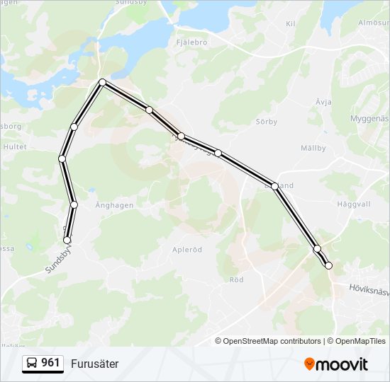 961 bus Line Map