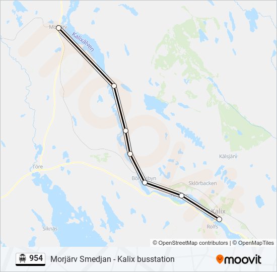 954 Rutt: Tidtabeller, Hållplatser & Kartor - Kalix Busstation (Uppdaterat)