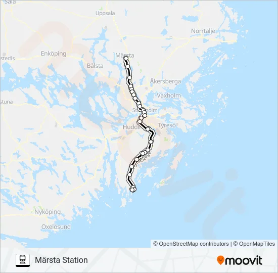 MÄRSTA STATION - NYNÄSHAMN STATION Train Line Map