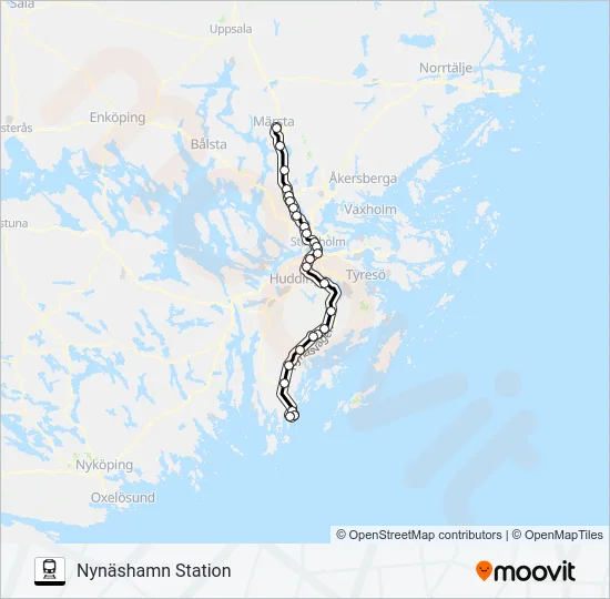 MÄRSTA STATION - NYNÄSHAMN STATION Train Line Map