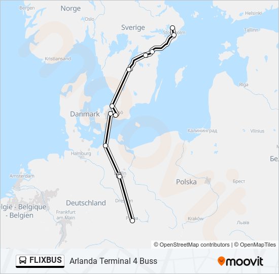 FLIXBUS buss Linje karta