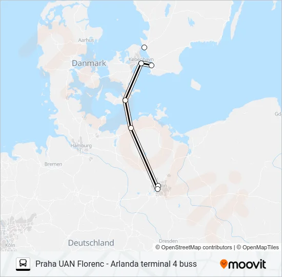PRAHA UAN FLORENC - ARLANDA TERMINAL 4 BUSS  Line Map