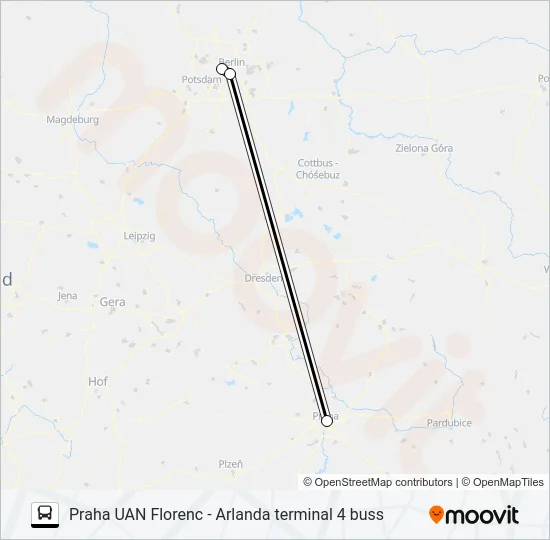 PRAHA UAN FLORENC - ARLANDA TERMINAL 4 BUSS  Line Map