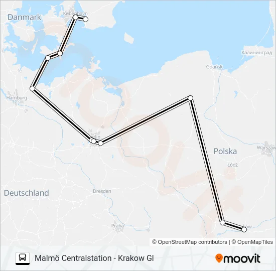 MALMÖ CENTRALSTATION - KRAKOW GL  Line Map