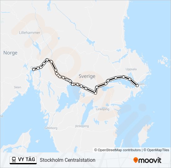 VY TÅG tåg Linje karta