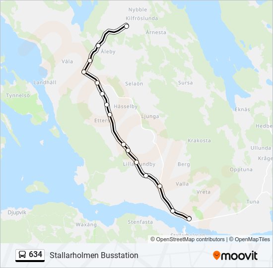 634 bus Line Map