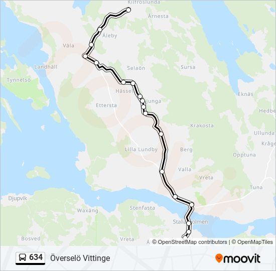 634 bus Line Map