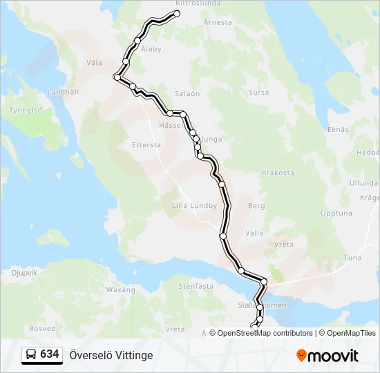 634 Bus Line Map
