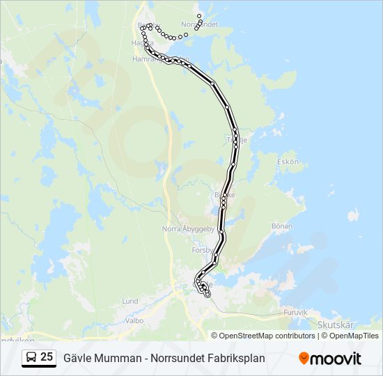 25 bus Line Map