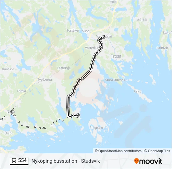 554 Bus Line Map