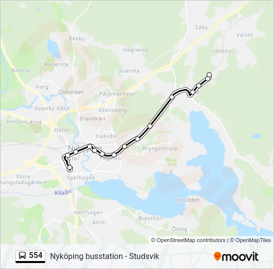 554 Bus Line Map