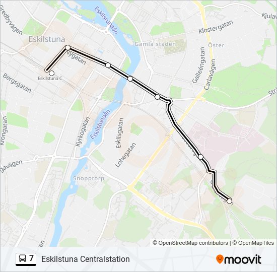 7 Rutt: Tidtabeller, Hållplatser & Kartor - Eskilstuna Centralstation ...