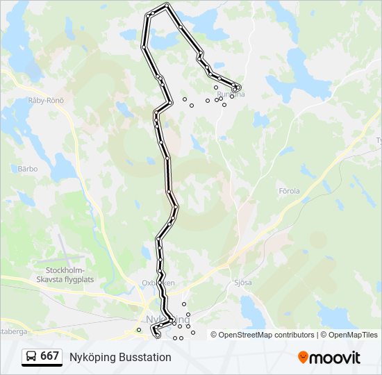 667 bus Line Map