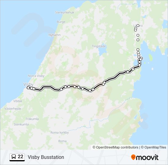 22 bus Line Map