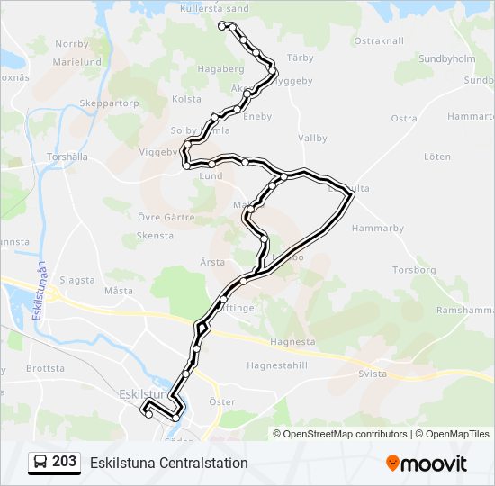 203 bus Line Map