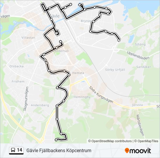 14 bus Line Map