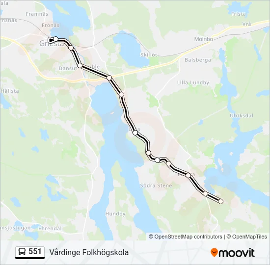 551 Bus Line Map