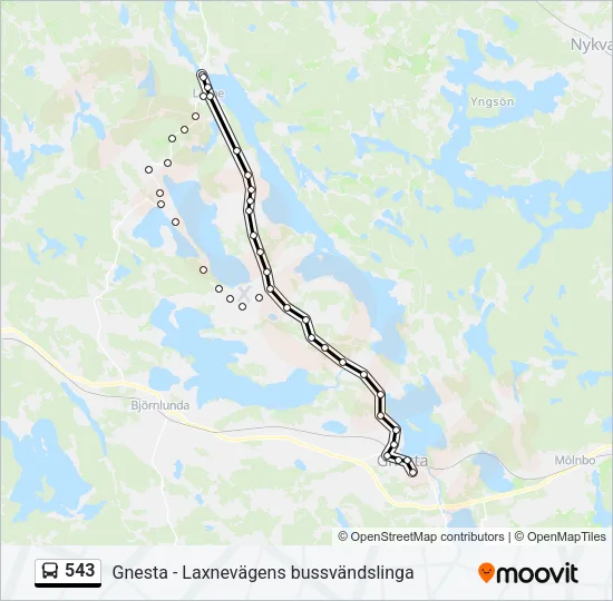 543 Bus Line Map