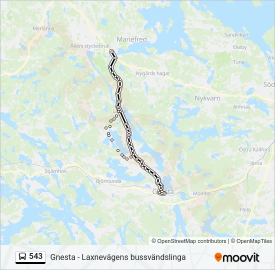 543 Bus Line Map