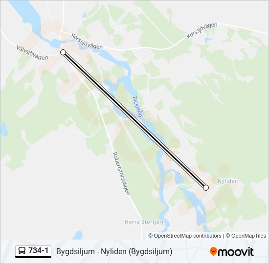 734-1 bus Line Map