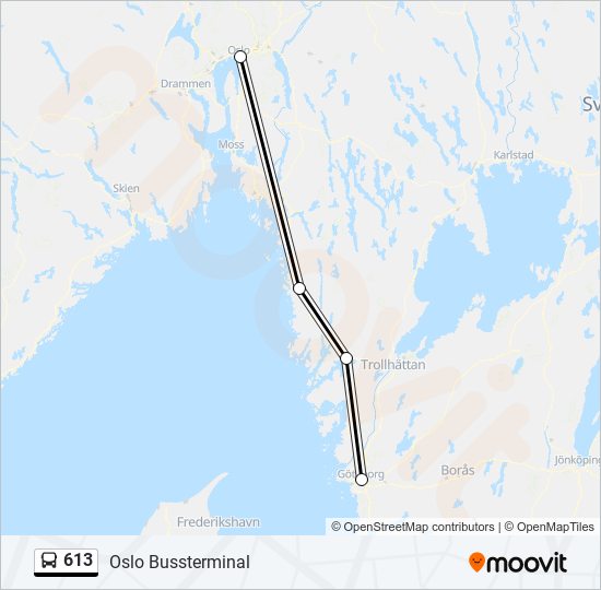 613 bus Line Map