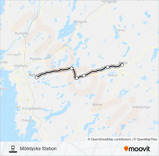VÄSTTÅGEN Train Line Map
