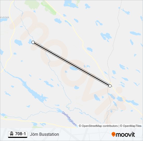 708-1 spårvagn Linje karta