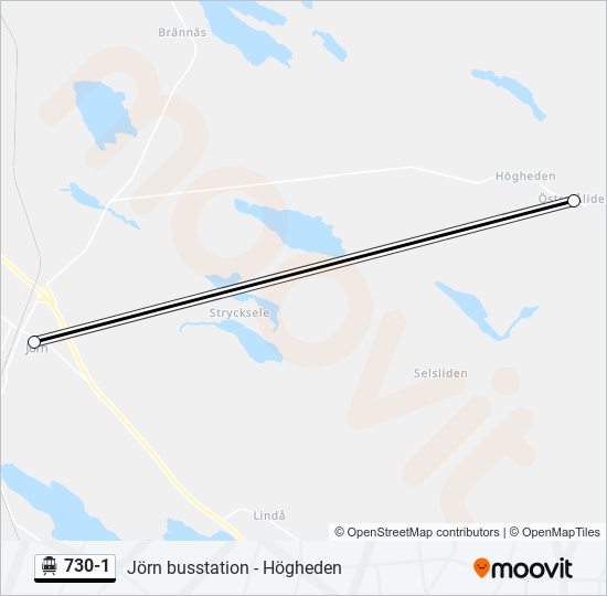 730-1 spårvagn Linje karta