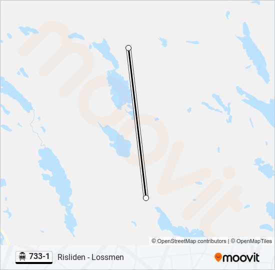 733-1 spårvagn Linje karta