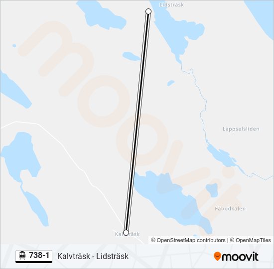 738-1 spårvagn Linje karta