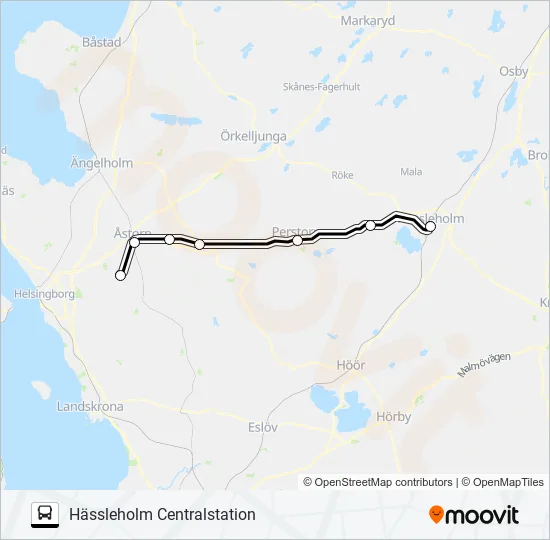 BJUV STATION - HÄSSLEHOLM CENTRALSTATION  Line Map