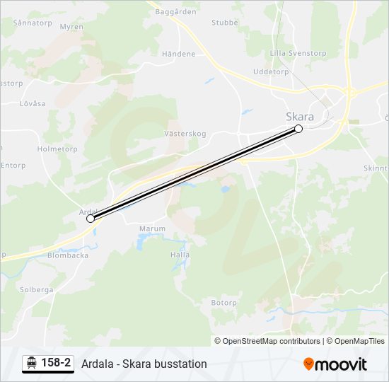 158-2 spårvagn Linje karta