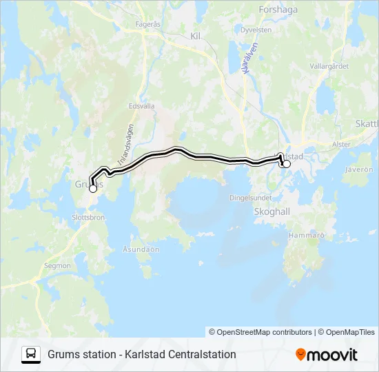 GRUMS STATION - KARLSTAD CENTRALSTATION Bus Line Map