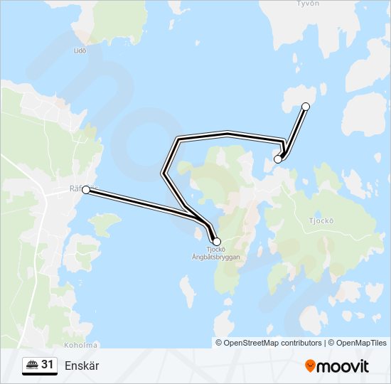 31 färja Linje karta
