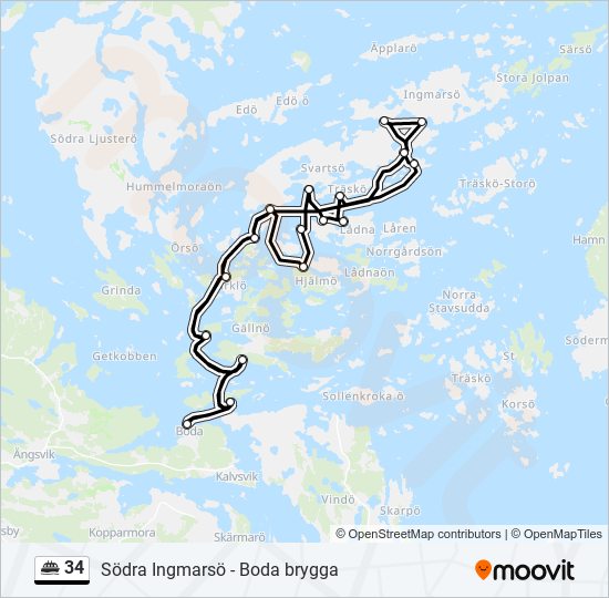 34 färja Linje karta