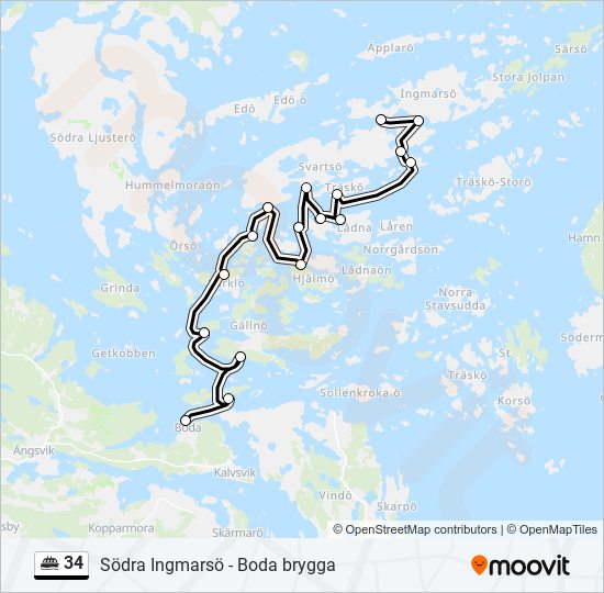 34 färja Linje karta