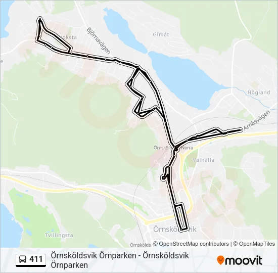 411 Bus Line Map