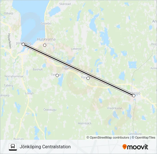 NÄSSJÖ CENTRALSTATION - JÖNKÖPING CENTRALSTATION  Line Map