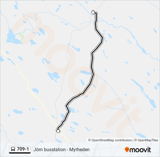 709-1 buss Linje karta