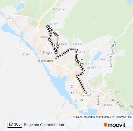 303 bus Line Map