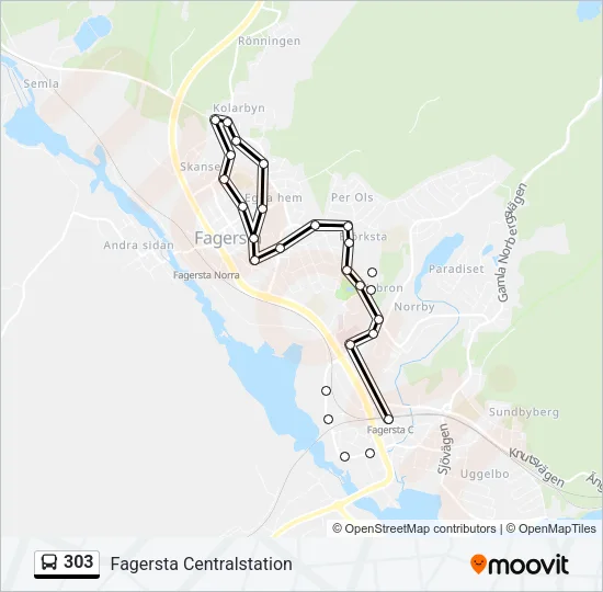 303 Bus Line Map